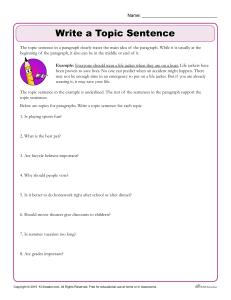 write a topic sentence