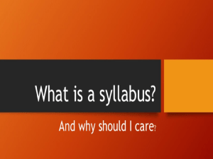 1 The syllabus