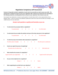 Negotiation Competency Self-Assessment