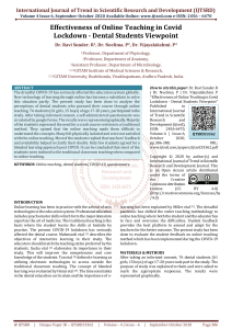 Effectiveness of Online Teaching in Covid Lockdown Dental Students Viewpoint