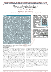 A Review on Study the Behaviour of Concrete using Waste Tires Chips