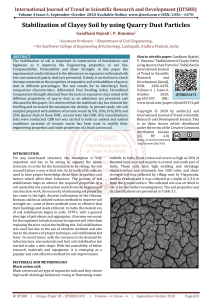 Stabilization of Clayey Soil by using Quarry Dust Particles
