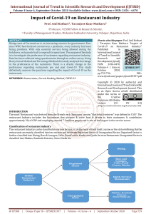 Impact of Covid 19 on Restaurant Industry