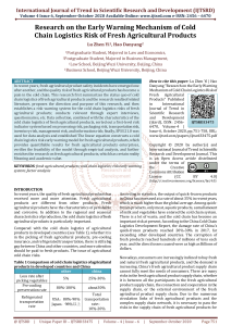 Research on the Early Warning Mechanism of Cold Chain Logistics Risk of Fresh Agricultural Products