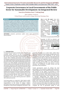 Corporate Governance in Local Governments of the Public Sector for Sustainable Development An Integrated Review