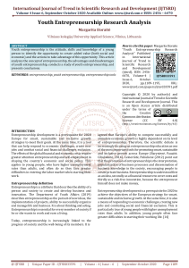 Youth Entrepreneurship Research Analysis