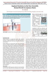 Implant Dentistry in the New Scientific Dental World Acceptance Rates