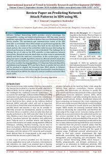 Review Paper on Predicting Network Attack Patterns in SDN using ML