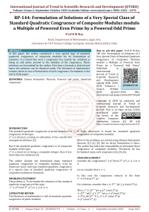 RP 144 Formulation of Solutions of a Very Special Class of Standard Quadratic Congruence of Composite Modulus modulo a Multiple of Powered Even Prime by a Powered Odd Prime