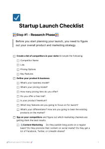 Startup Launch Checklist 