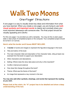 Walk Two Moons One-Pager Directions