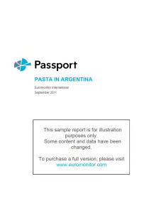 Sample Report Packaged Food Pasta