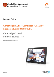 IGCSE/O Level Business Studies 0450/0986/7115 Learners Guide
