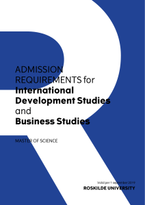 Adgangskrav kandidat International Development Studies og Business Studies en