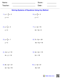 Systems of Equations (2)