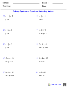 Systems of Equations