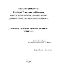 COVID -19 AND THE WORLD ECONOMY