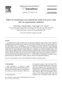 Solar Still Yield: Condensing Cover Material Effect - Experimental Validation