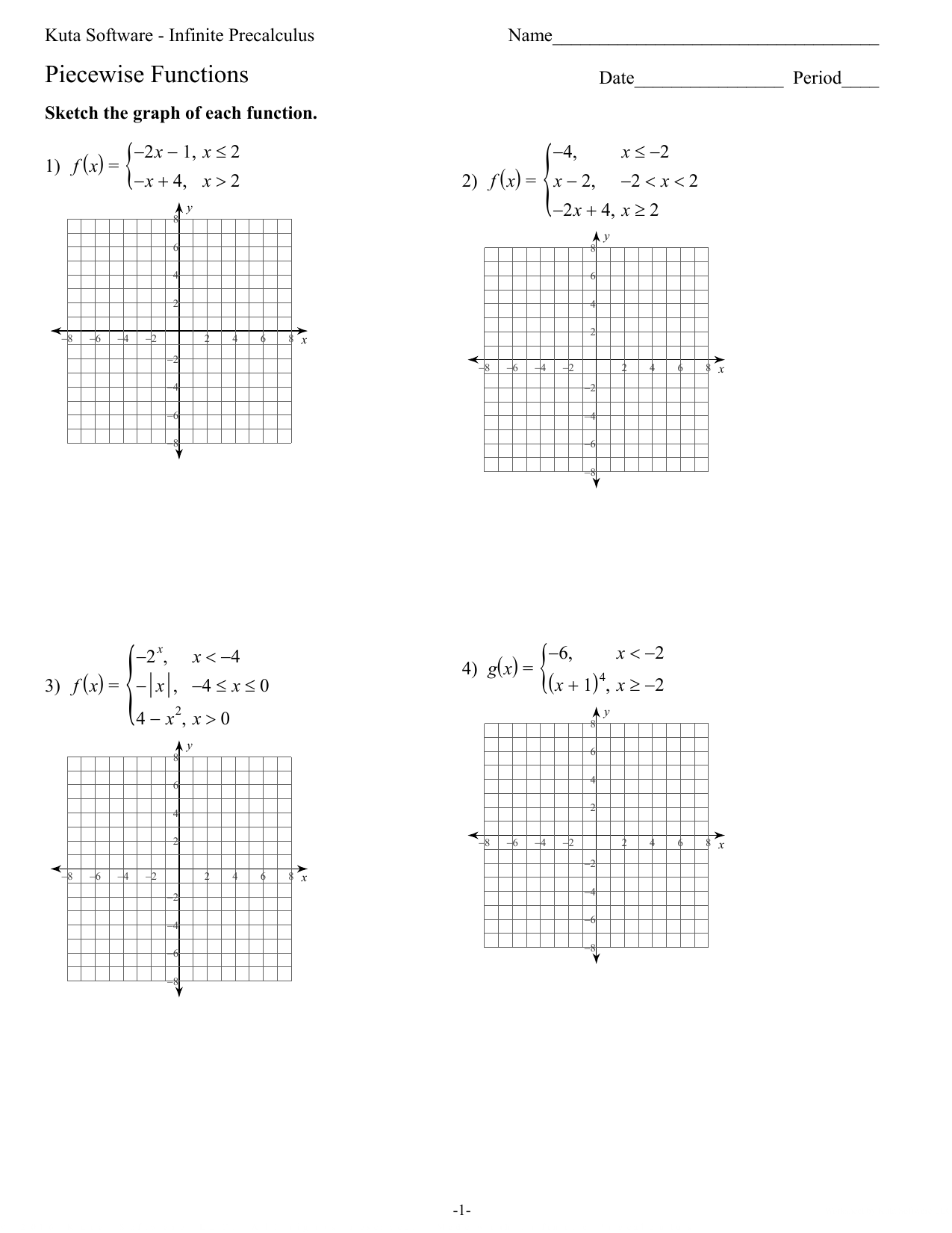 22 - Piecewise Functions Regarding Graphing Piecewise Functions Worksheet