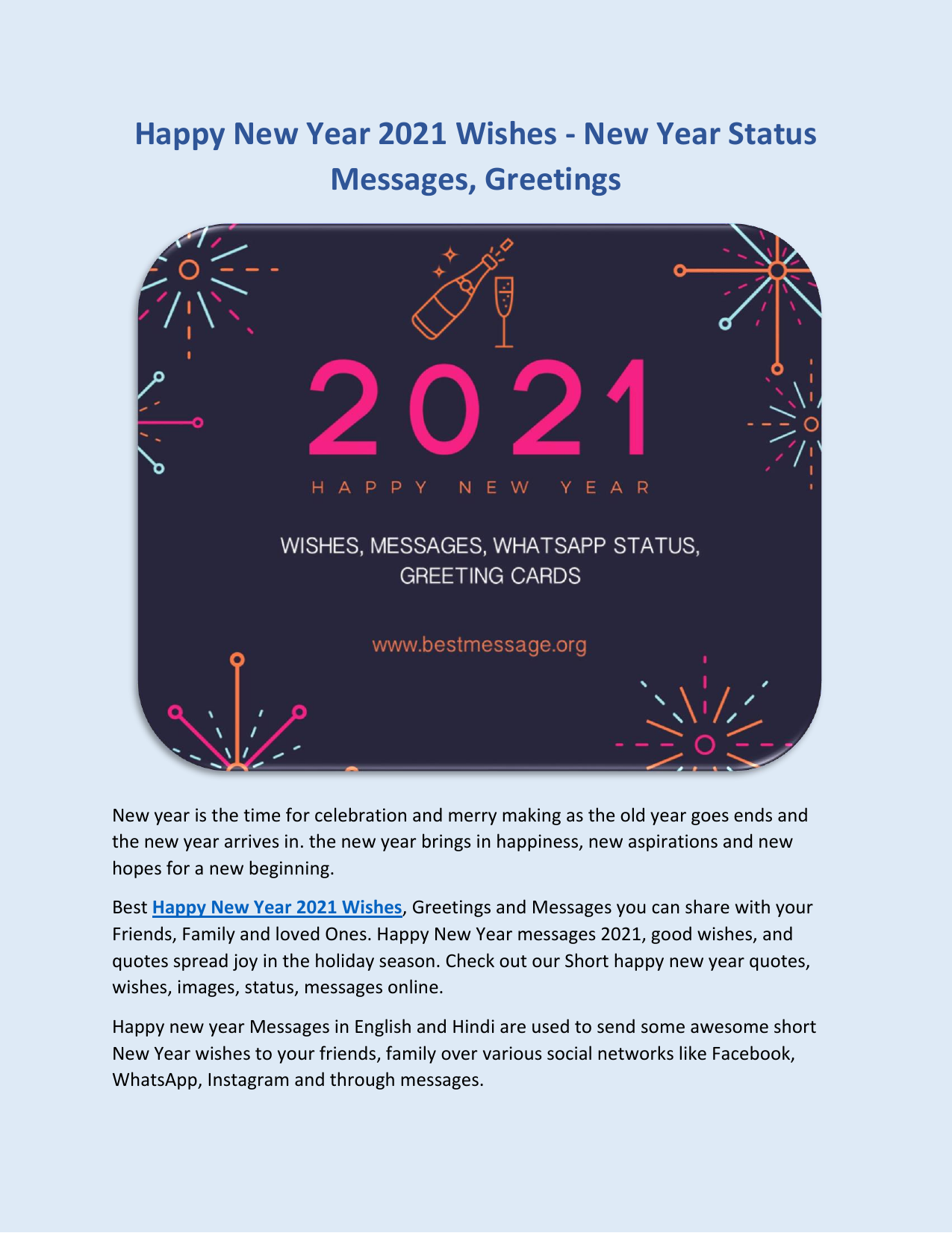 Happy New Year 21 Wishes Status Messages Greetings