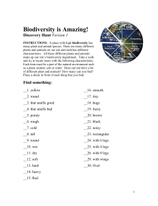 Biodiversity is AmazingWorksheet