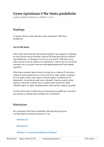 Ripristinare il file Hosts predefinito su Windows