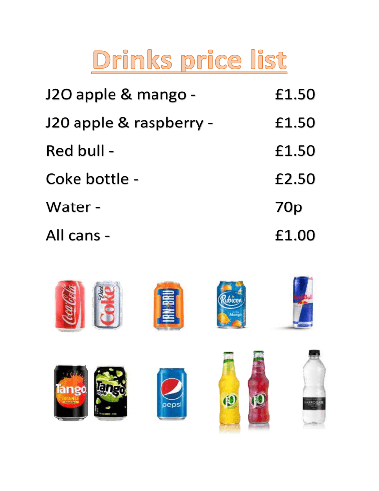 Drinks Price List