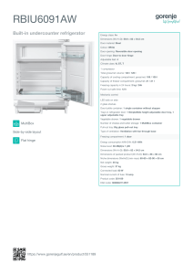 spec sheet for mini fridge