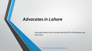 Senior and Expert Advocates in Lahore - Advocate Nazia