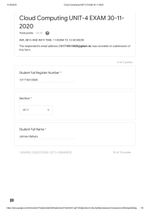 Cloud Computing UNIT-4 EXAM 30-11-2020