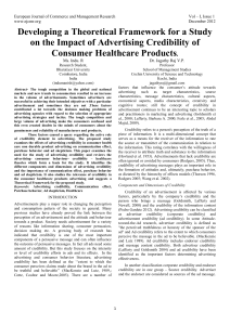 Developing a Theoretical Framework for a Study on the Impact of Advertising Credibility of Consumer Healthcare Products.