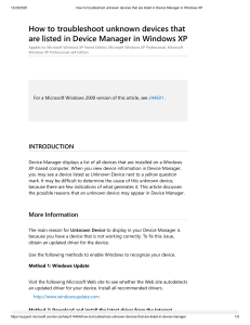 Troubleshoot Unknown Devices in Windows XP