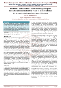 Problems and Reforms in the Training of Higher Education Personnel in the Years of Independence