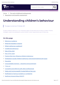 Understanding children’s behaviour