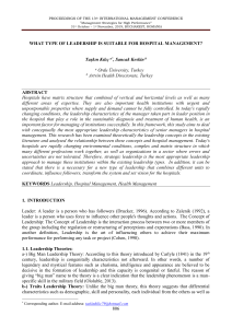 TYPE OF LEADERSHIP  SUITABLE FOR HOSPITAL MANAGEMENT