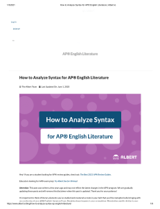 How to Analyze Syntax for AP® English Literature   Albert.io