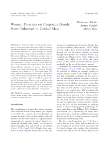 Torchia2011 Article WomenDirectorsOnCorporateBoard