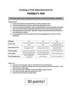 Holden's Hat in The Catcher in the Rye - CREATIVE!