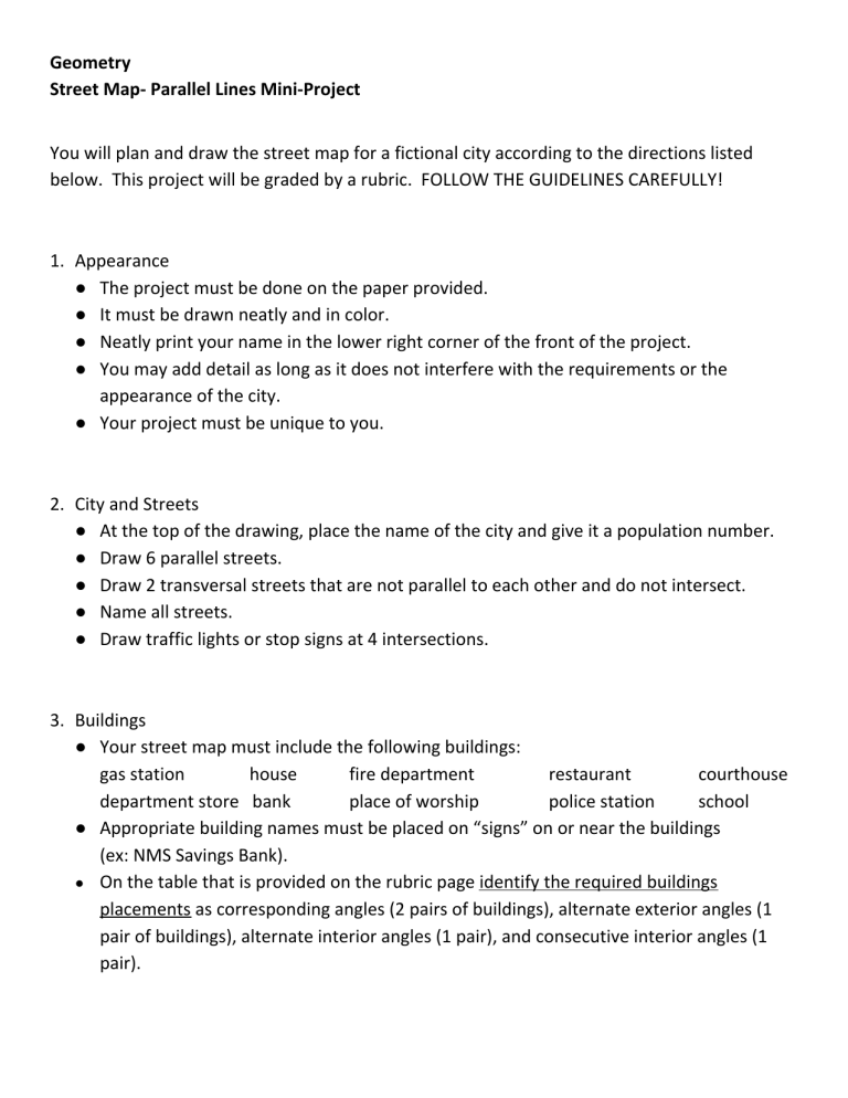 Parallel Lines And Transversals Project City Map Answer Key Pdf ...