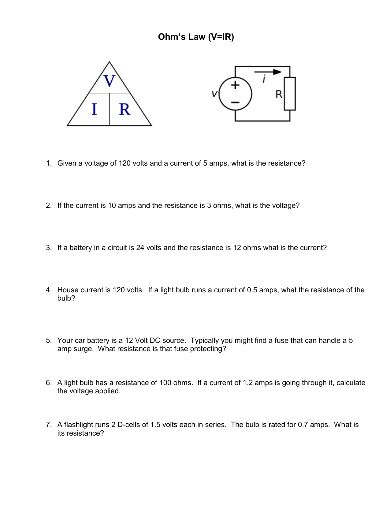 ohm's law assignment