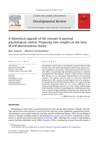 Concept of parental psychological control -2010 SoenensVansteenkiste DR