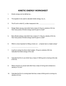 kinetic energy worksheet