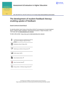 Student Feedback Literacy in Higher Education