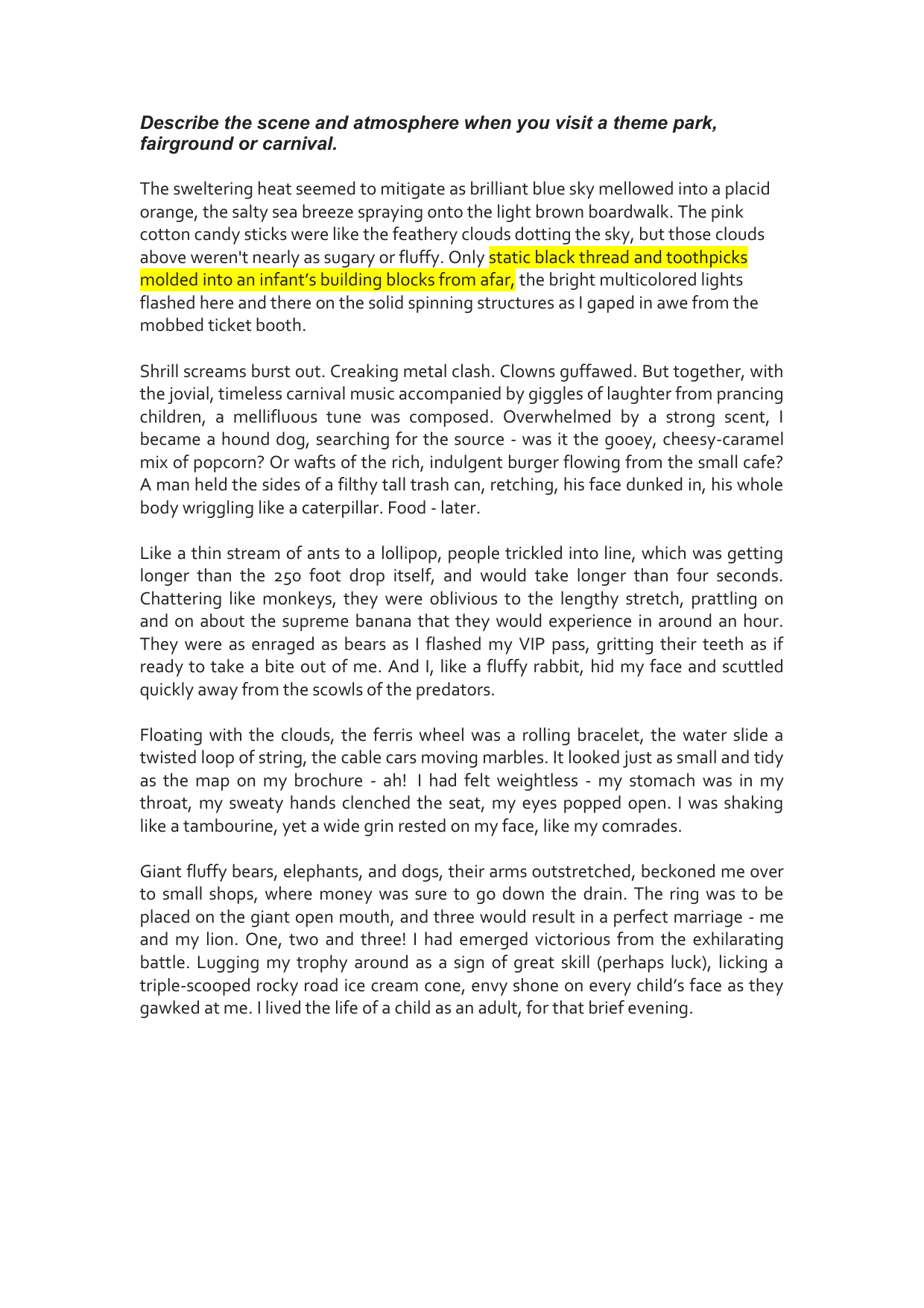 Descriptive Essay Theme Park