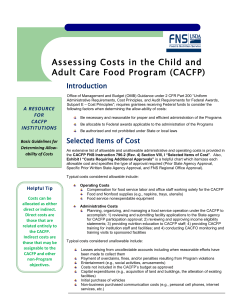 Assessing Costs in the CACFP handout