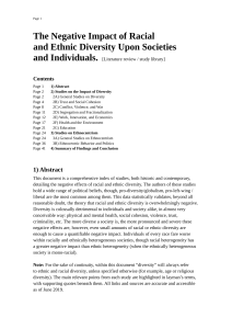 The Negative Impact of Racial and Ethnic Diversity Upon Societies and Individuals