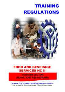 Food & Beverage Services NC II Training Regulations