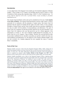 Maneka Gandhi v. Union of India Case Analysis