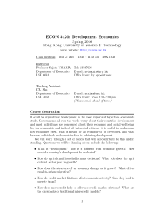 ECON 5420 Development Economics Syllabus - HKUST