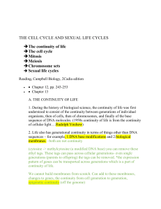 THE CELL CYCLE AND SEXUAL LIFE CYCLES